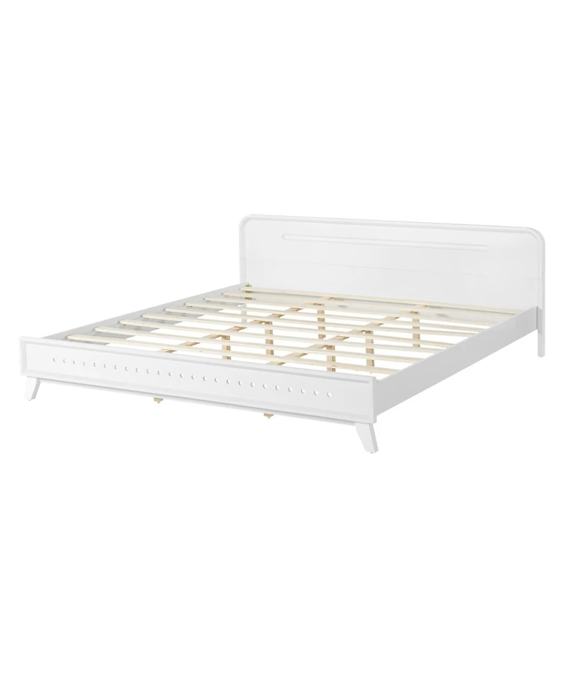 Streamdale Furniture Solid King Wood Bed Frame with Elegant Headboard