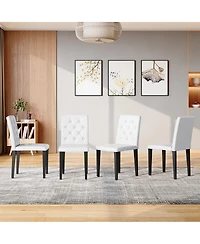 Streamdale Furniture Pu Dining Chair with Ergonomic Buckle Backrest