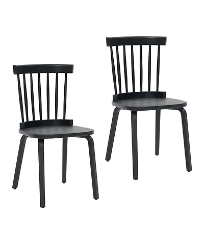 Streamdale Furniture Windsor Dining Chairs Set of 2, Wood Farmhouse Spindle Back, Black