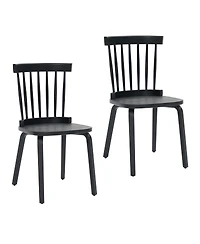 Streamdale Furniture Windsor Dining Chairs Set of 2, Wood Farmhouse Spindle Back, Black