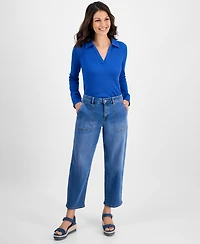 Style & Co Women's Utility-Pocket Barrel Jeans, Macy's Exclusive