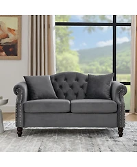 Streamdale Furniture Chesterfield 2-Seater Sofa with Rolled Arms and Nailhead Trim