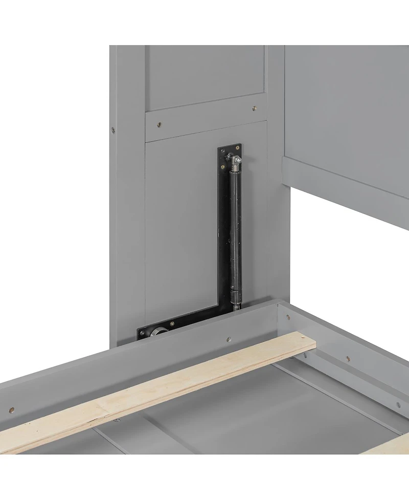 Streamdale Furniture Queen Size Murphy Bed Wall Bed with Top Cabinets & Wine Rack