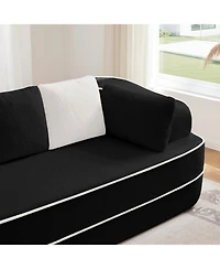 Streamdale Furniture 106" Teddy Fabric Boneless Sofa, Contrast Color L-Shaped Chaise Couch