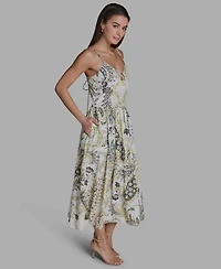 Bcbg Women's Paisley Spaghetti Strap Midi Dress