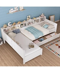 Streamdale Furniture Twin L-Shape Day Bed with Storage Drawers