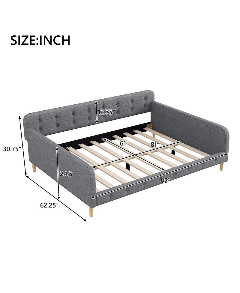 Streamdale Furniture Queen Upholstered Daybed with 4 Support Legs