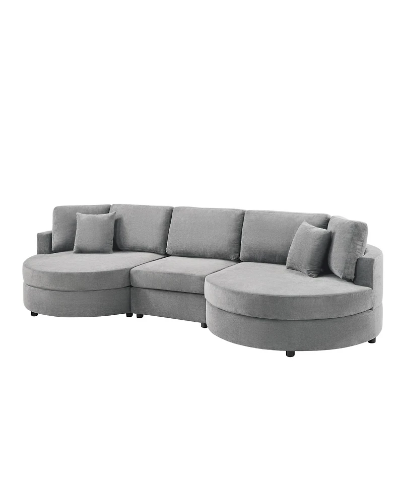 Streamdale furniture 3-seater 129" Curved Upholstered Sofa Couch, Dark Gray