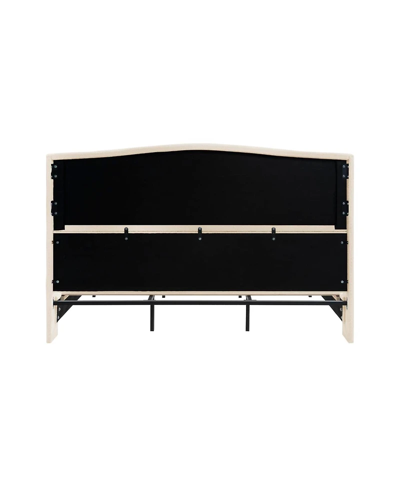 Streamdale Furniture Streamdale King Size Teddy Velvet Upholstered Bed Frame with Headboard & Footboard (White