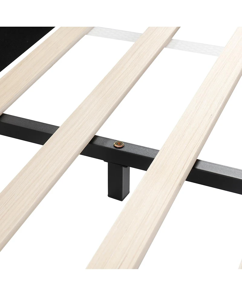 Streamdale Furniture Upholstered Grounded Bed with Bedside Desk & Stool