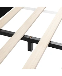 Streamdale Furniture Upholstered Grounded Bed with Bedside Desk & Stool