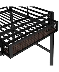 Streamdale Furniture Queen Size Loft Bed Frame with Desk and Storage