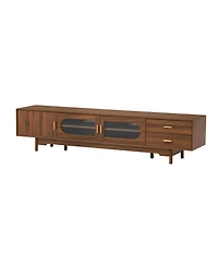Streamdale Furniture 78" Tv Stand for TVs Up to 85", Modern Cabinet w/Fluted Glass Doors & 2 Drawers