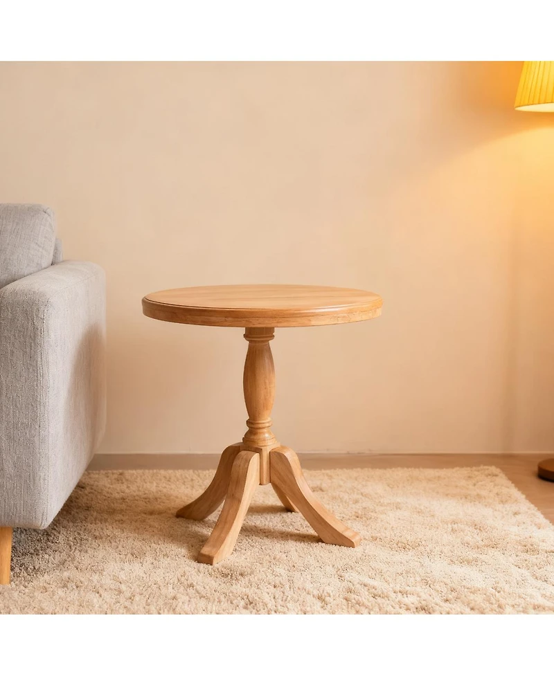 Streamdale 23.6" Round Wooden End Table, 2 Heights Available, Natural