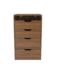 Streamdale Furniture 3-in-1 Vanity Desk with Lighted Mirror & Stool, Flip Top Makeup Dressing Table (Walnut)