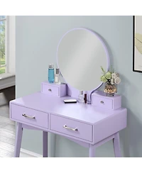 Streamdale Furniture Liannon Contemporary Wood Vanity and Stool Set, Purple