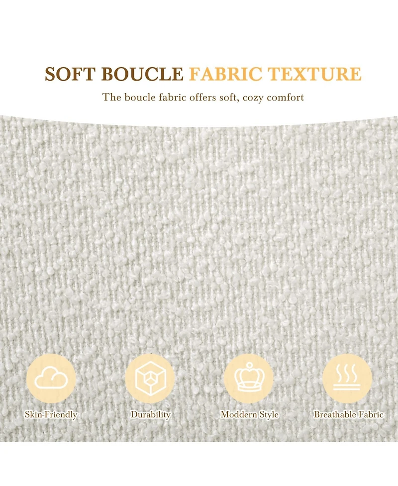 Streamdale Furniture Queen Upholstered Platform Bed, Boucle Fabric, Wingback Headboard