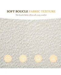 Streamdale Furniture Queen Upholstered Platform Bed, Boucle Fabric, Wingback Headboard