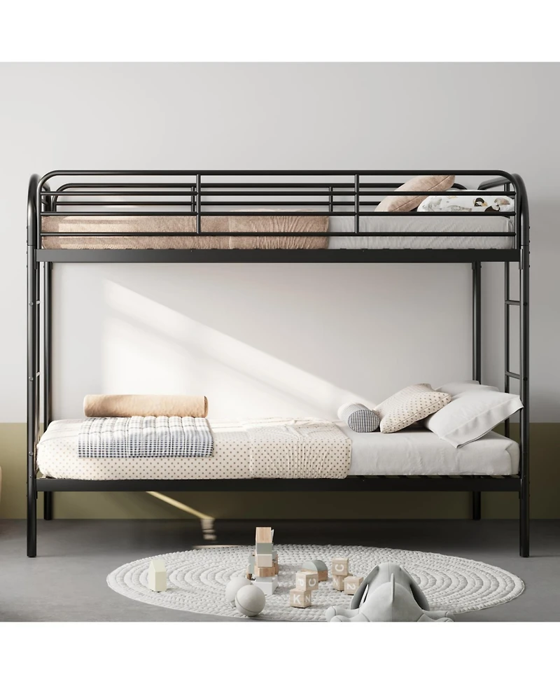 Streamdale Furniture Metal Twin Over Twin Bunk Bed with 2 Ladders, Black
