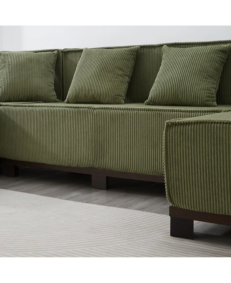 Streamdale Furniture Modern U-Shaped Sectional Sofa with Rgb Led Light Strip