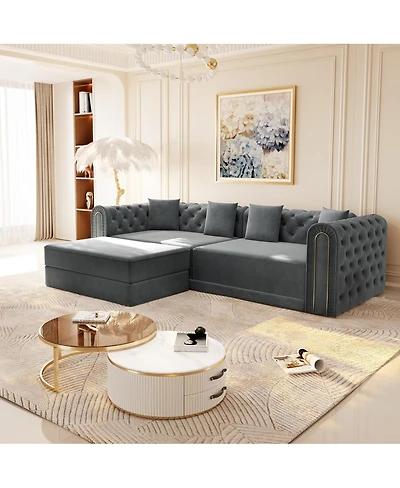 Streamdale Furniture 90.6" 3-in-1 Convertible Sleeper Sofa with Ottoman