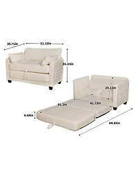 Streamdale Furniture 2-in-1 Convertible Corduroy Sofa Bed, 2-Seater Loveseat Sleeper with Storage