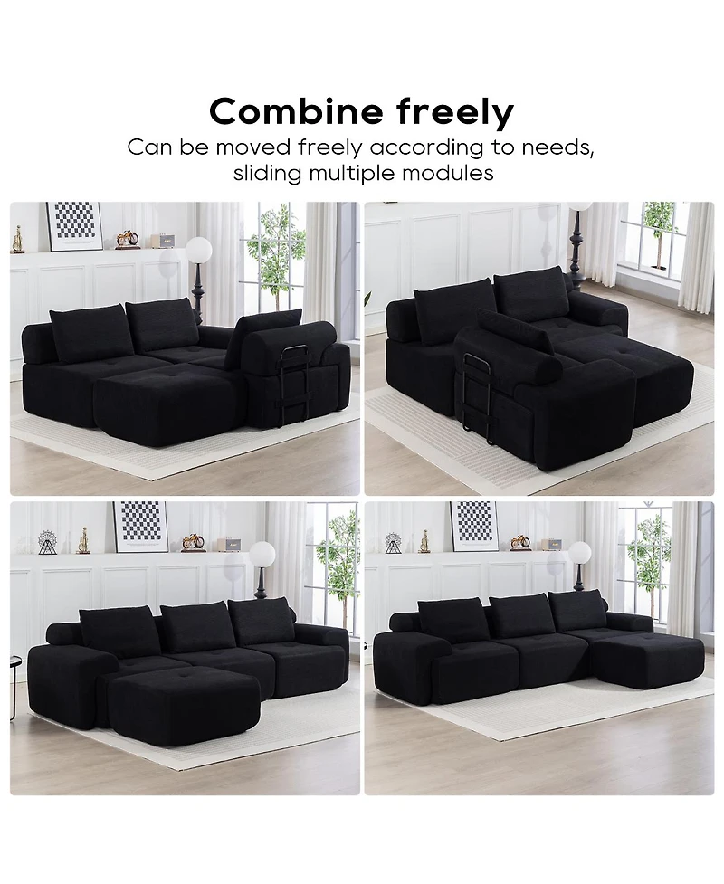 Streamdale Furniture L-Shaped Sectional Couch with Memory Foam & Steel Frame - Convertible Sofa Bed