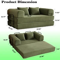 Streamdale Furniture 5-in-1 Convertible Corduroy Sofa Bed - No Assembly Required