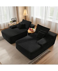 Streamdale Furniture 81" Cloud Sectional Couch, L-Shape Chaise with Deep Seat, Black
