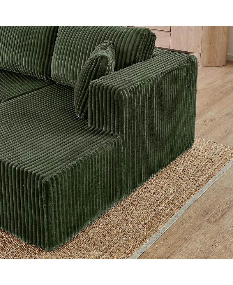 Streamdale Furniture U-shape Modular Corduroy Sofa, Modern Minimalist Sleeper Couch