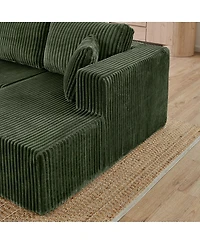 Streamdale Furniture U-shape Modular Corduroy Sofa, Modern Minimalist Sleeper Couch