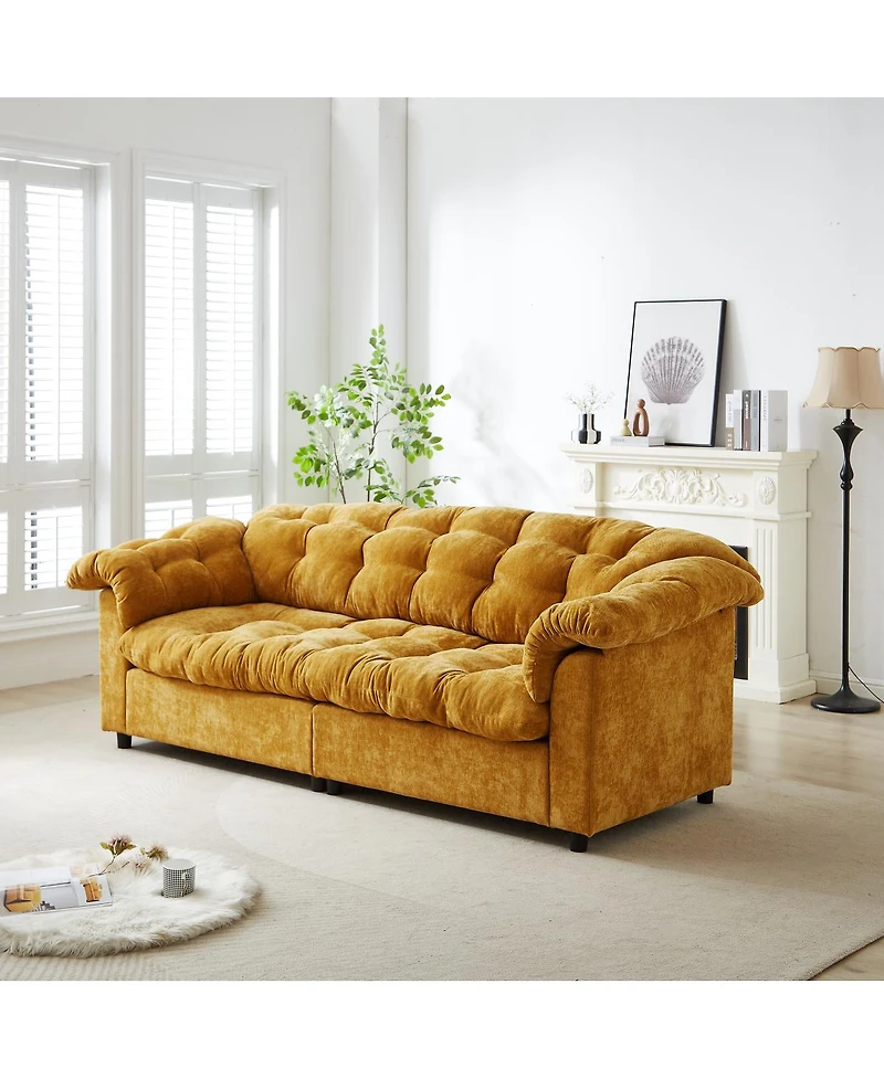Streamdale Furniture Yellow 94.8" Chenille Modern Comfort Deep Seat Sofa