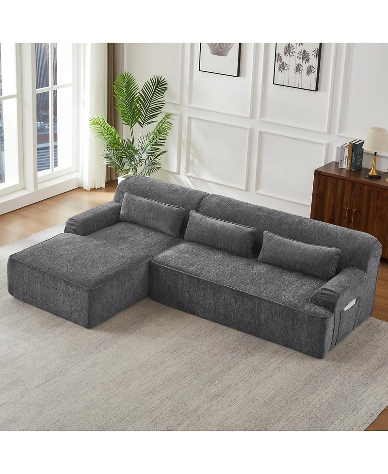 Streamdale Furniture Chenille L-Shape Luxury Sectional Oversized Sofa, Minimalist Design