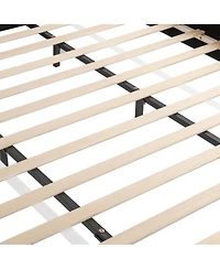 Streamdale Furniture King Size White Boucle Upholstered Platform Bed with Removable Pillow Headboard