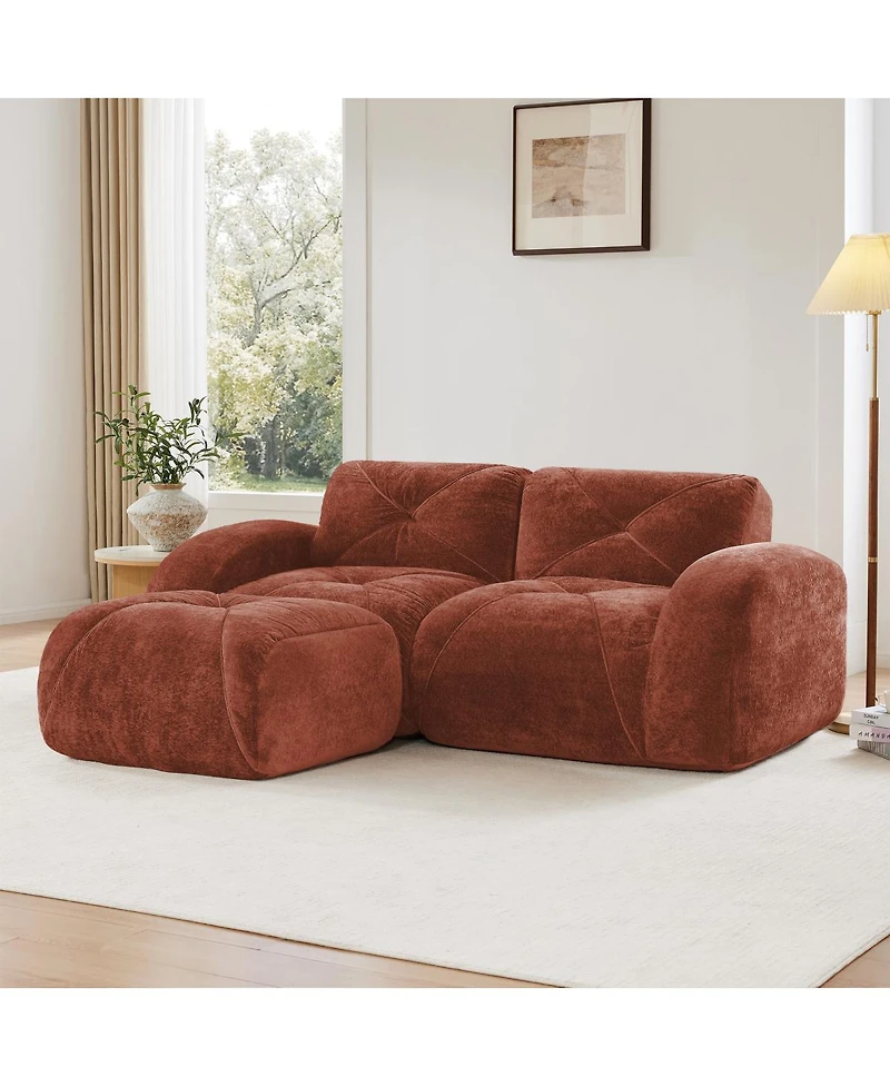 Streamdale Furniture L-shaped Boneless Sofa, Soft Velvet, Tufted, 32D Sponge