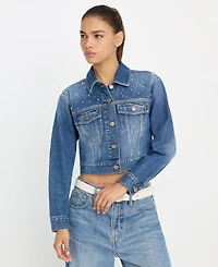 Good American Women's Essential Crop Denim Jacket