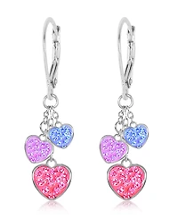 Chanteur Girls /Girl/Heart Dangle White Gold Paladdium Leverback Earring