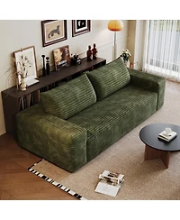 Streamdale Furniture 71" 3-Seater Corduroy Sofa, Deep Seat, Comfy Loveseat, No Assembly, Green