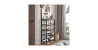 Mdf Industrial Shoe Rack, Adjustable Rustic Style 5-Tier Shoe Rack Storage Rack With 4 Grid Shelves