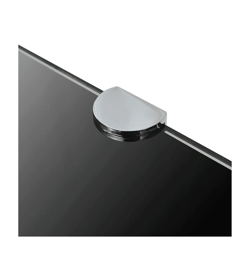Corner Shelf with Chrome Supports Glass Black 17.7"x17.7"