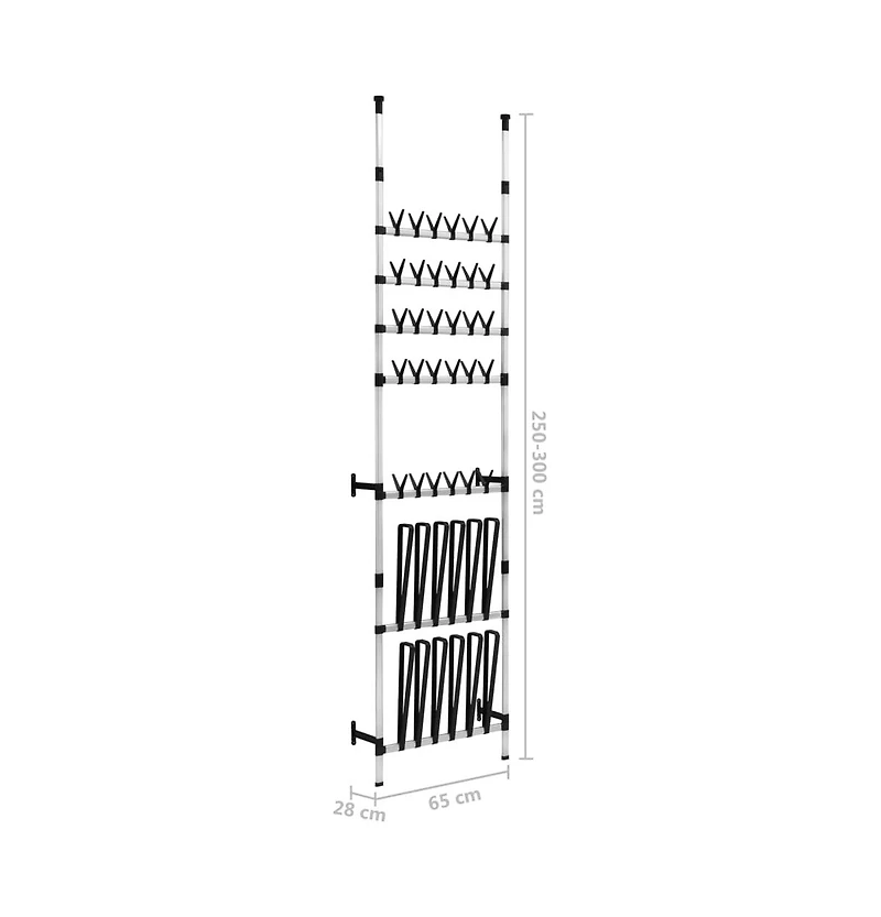 Telescopic Shoe Rack with Rods Aluminum