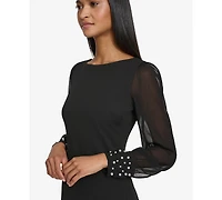 Karl Lagerfeld Paris Women's Illusion-Sleeve Beaded-Cuff Dress
