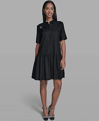 Karl Lagerfeld Paris Women's Drop Waist Collared Shirt Dress