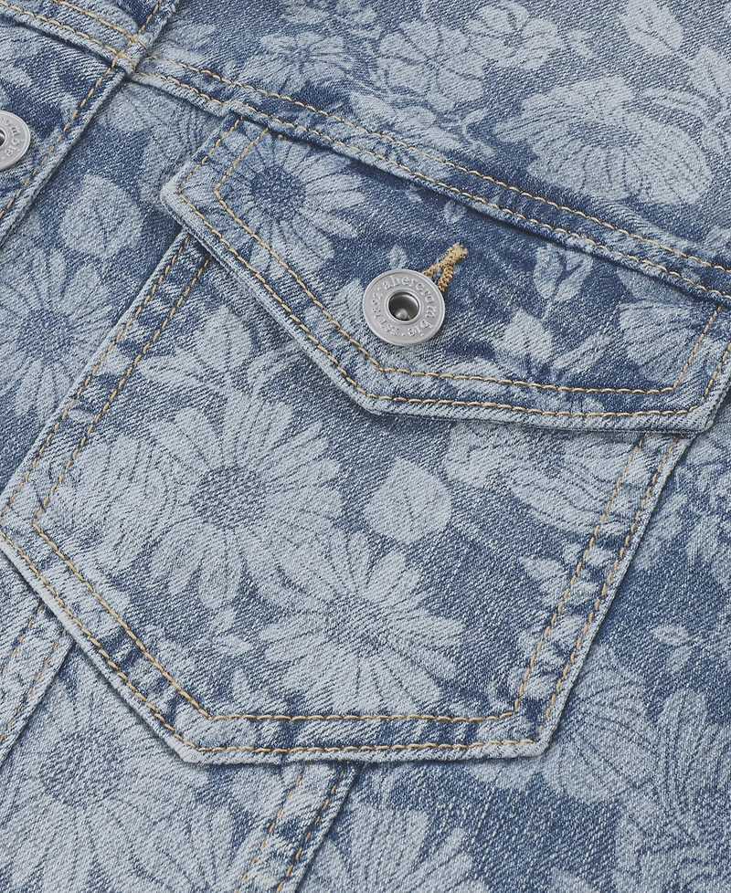 abercrombie kids Girls' Oversized Floral Denim Trucker Jacket
