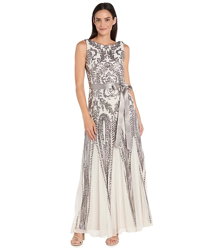R & M Richards Women's Sequin Sleeveless Ball Gown