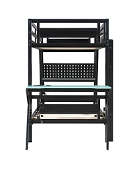 Streamdale Furniture Twin Gaming Bunk Bed with Desks & Usb Ports