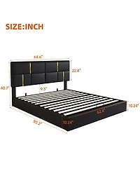 Streamdale Furniture Upholstered Platform Bed with Hydraulic Storage