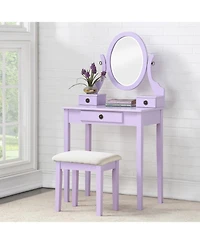 Streamdale Furniture Streamdale Moniys Wood Moniya Makeup Vanity Table and Stool Set, Purple