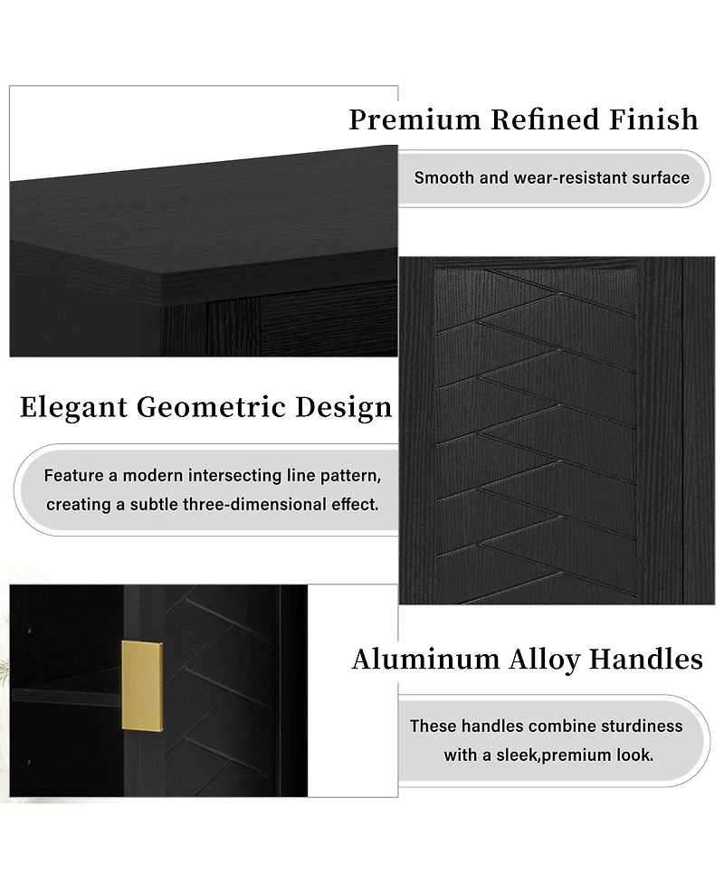Streamdale Furniture 55.1" 4-Door Storage Sideboard with Open Shelf & Adjustable Shelves