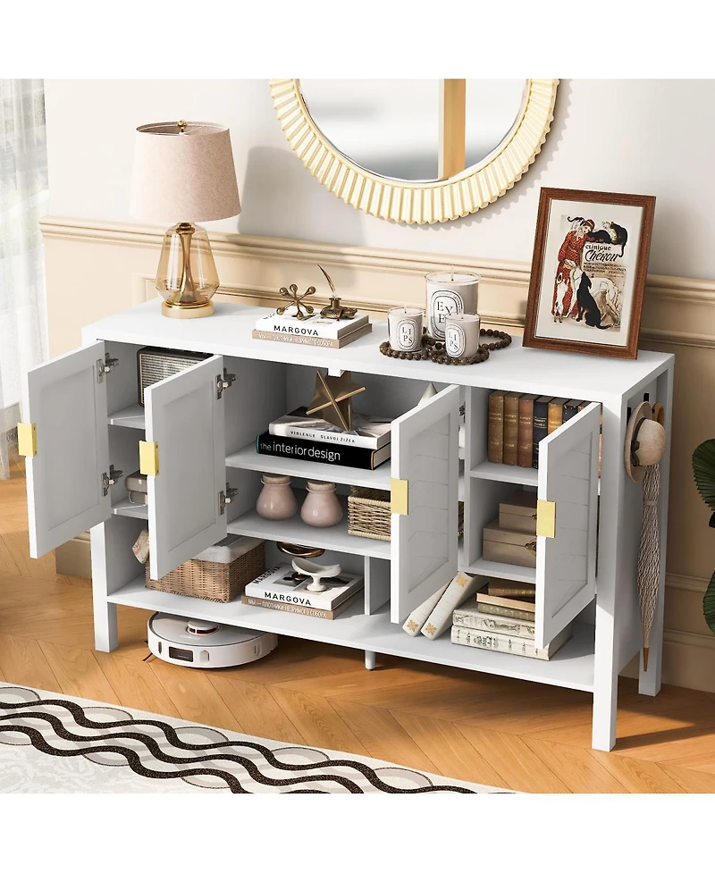 Streamdale Furniture 55.1" 4-Door Storage Sideboard with Open Shelf & Adjustable Shelves